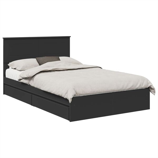 vidaXL Cama con almacenamiento Negro 135 x 190 cm Madera de ingenier&iacute;a