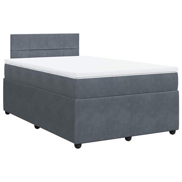 vidaXL Cama box spring con colch&oacute;n terciopelo gris oscuro 120x200 cm