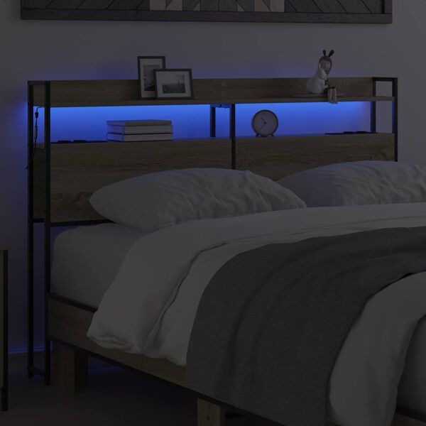 vidaXL Cabecero con almacenamiento con estante Roble Sonoma 150 cm