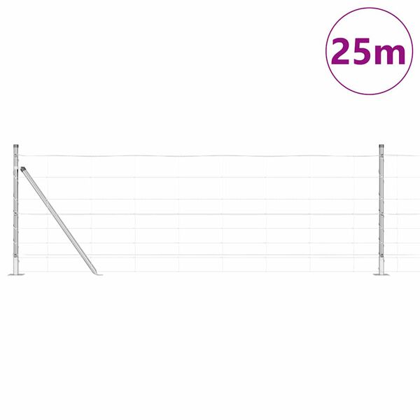 vidaXL Poste de Valla Galvanizado 25 x 0,8 m Acero