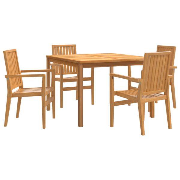 vidaXL Juego de comedor para jard&iacute;n 5 piezas madera maciza de teca