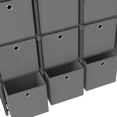 vidaXL Estantería de 15 cubos con cajas de tela gris 103x30x175,5 cm