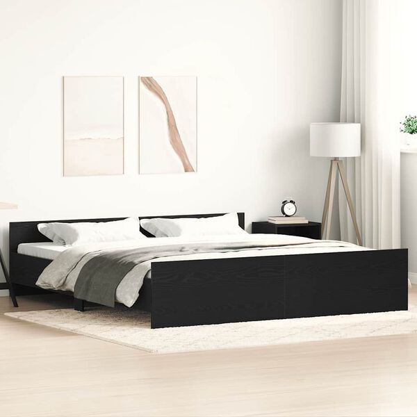 vidaXL Estructura de cama sin colch&oacute;n roble negro 180x200 cm madera de ingenier&iacute;a