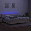 vidaXL Cama box spring colch&oacute;n y luces LED tela crema 200x200 cm