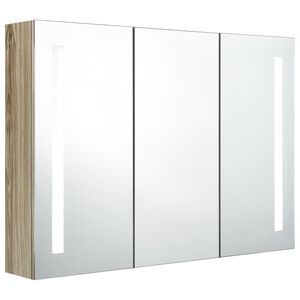 vidaXL Mueble de ba&ntilde;o con espejo LED color roble 89x14x62 cm
