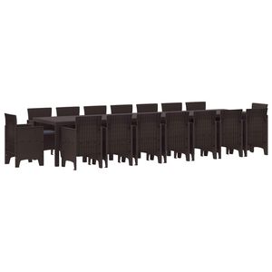 vidaXL Conjunto de comedor de jard&iacute;n con cojines 17 pcs Marr&oacute;n PP