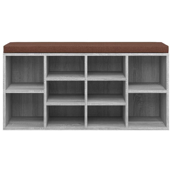 vidaXL Banco zapatero madera contrachapada gris Sonoma 103x30x48 cm