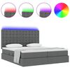 vidaXL Cama con tira de luces LED Gris oscuro 180 x 200 cm tela
