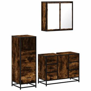 vidaXL Set de muebles ba&ntilde;o 3 pzas madera contrachapada roble ahumado