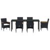 vidaXL Conjunto de Comedor de Jard&iacute;n 7 pcs Negro rat&aacute;n sint&eacute;tico