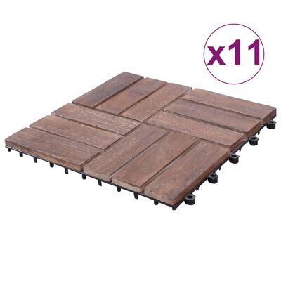 vidaXL Baldosas de terraza 11 uds madera maciza reciclada 30x30 cm