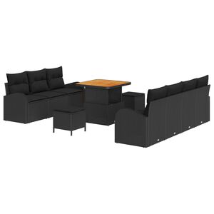 vidaXL Conjunto de sof&aacute; de jard&iacute;n 10 uds. 9 plaza Negro