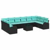 vidaXL Conjunto de sof&aacute;s de jard&iacute;n con coj&iacute;n 11 pcs Negro y Turquesa