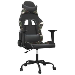 vidaXL Silla gaming cuero sint&eacute;tico negro y camuflaje