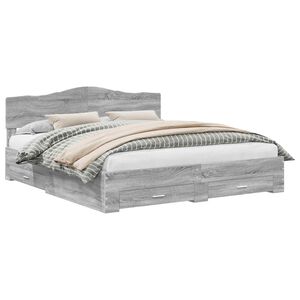 vidaXL Estructura de cama con cabecera Gris Sonoma 200 x 200 cm