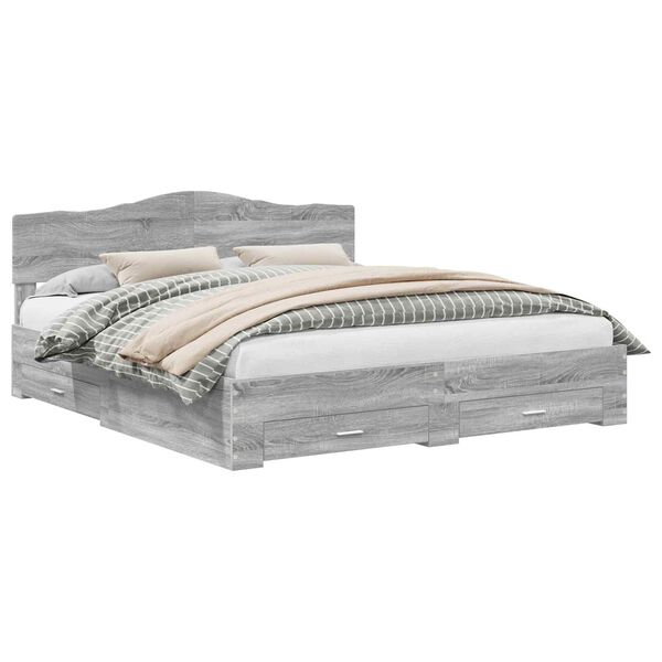 vidaXL Estructura de cama con cabecera Gris Sonoma 200 x 200 cm