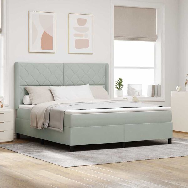 vidaXL Cama tipo Box Spring con LED Gris Claro 180 x 200 cm Terciopelo