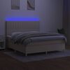 vidaXL Cama box spring colch&oacute;n y luces LED tela crema 180x200 cm
