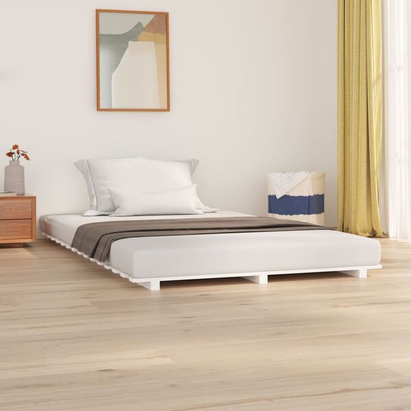 vidaXL Estructura de cama madera maciza de pino blanco 120x200 cm