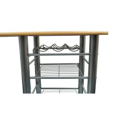 vidaXL Mesa alta de cocina con taburetes madera