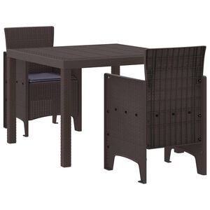 vidaXL Conjunto de Comedor de Jard&iacute;n 3 pcs Marr&oacute;n Polipropileno