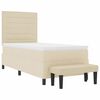 vidaXL Cama tipo Box Spring con colch&oacute;n Crema 90 x 200 cm tela
