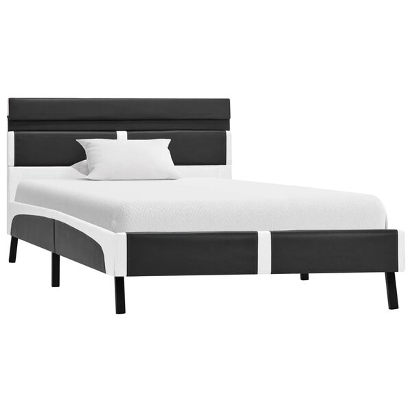 vidaXL Estructura de cama con LED sin colch&oacute;n cuero gris 90x200 cm