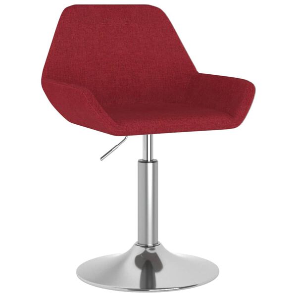vidaXL Silla de comedor giratoria tela color vino tinto