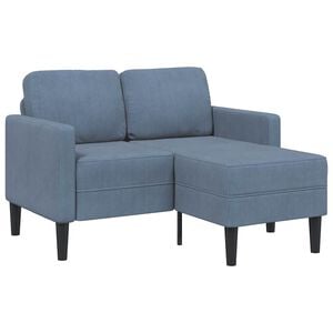 vidaXL Sof&aacute; de 2 plazas con chaise longue forma de L azul 125 cm lino