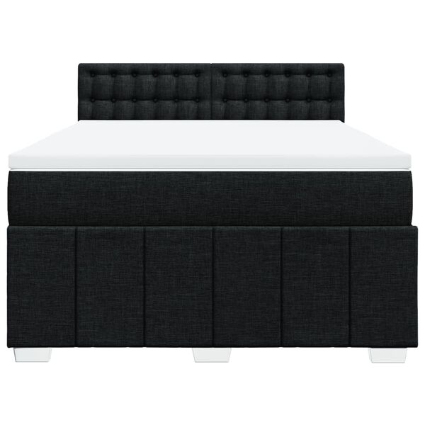 vidaXL Cama box spring con colch&oacute;n tela negro 160x200 cm