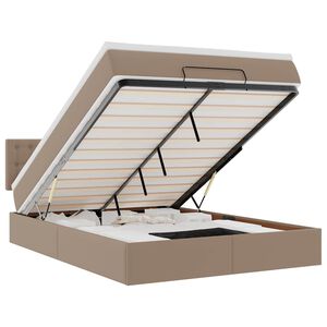 vidaXL Cama otomana colch&oacute;n LED cuero sint&eacute;tico capuchino 140x200cm