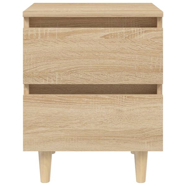 vidaXL Mesitas de noche 2 uds patas de madera roble Sonoma 40x35x50 cm