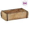 vidaXL Bandeja 4 uds. Marr&oacute;n 30 x 15 x 9 cm Madera s&oacute;lida recuperada