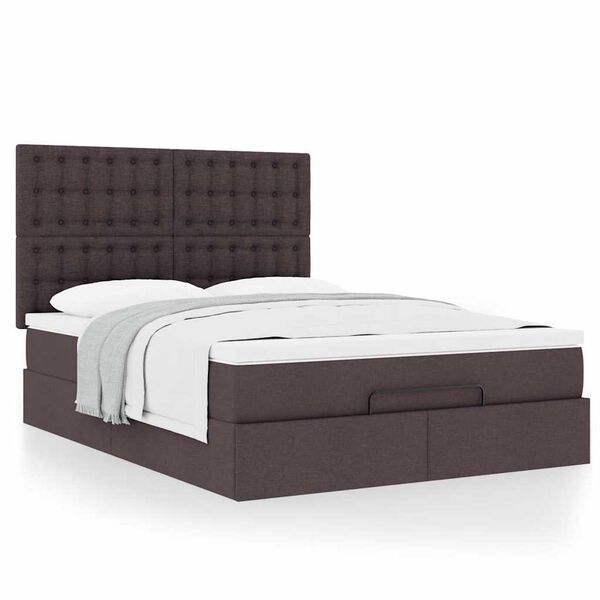 vidaXL Estructura cama otomana colch&oacute;n tela marr&oacute;n oscuro 140x190cm