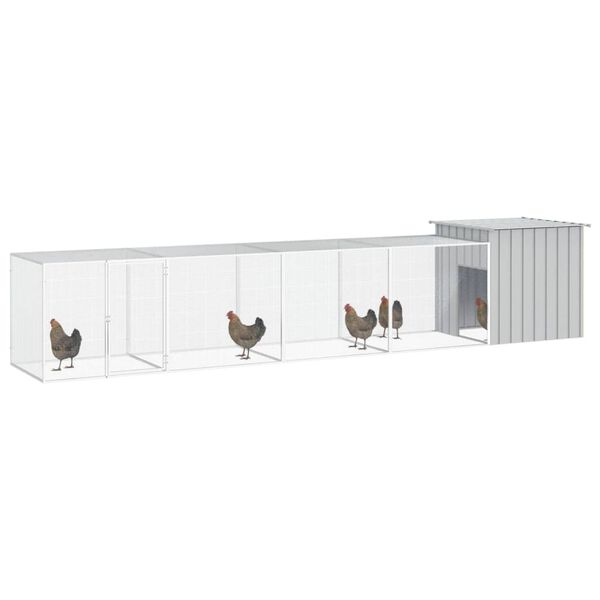 vidaXL Gallinero de acero galvanizado gris 500x91x100 cm