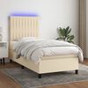vidaXL Cama box spring colch&oacute;n y luces LED tela color crema 90x190 cm