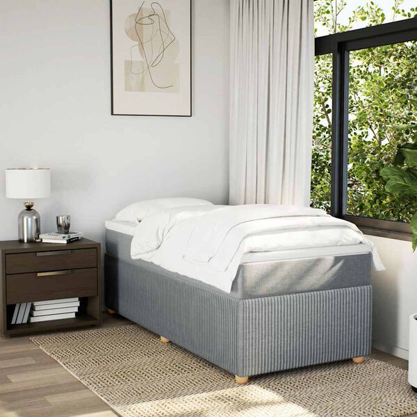 vidaXL Cama box spring con colch&oacute;n tela gris claro 80x200 cm