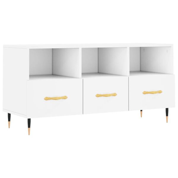 vidaXL Mueble de TV madera de ingeniería blanco 102x36x50 cm