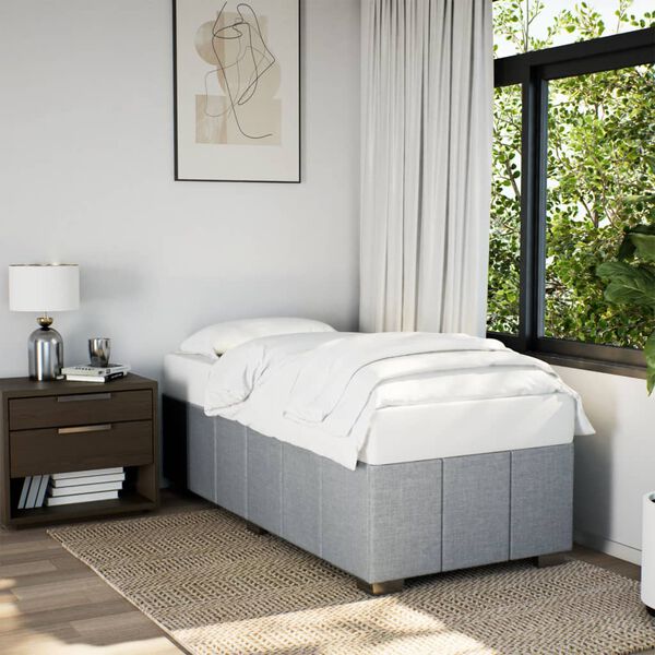 vidaXL Estructura de cama sin colch&oacute;n tela gris claro 90x190 cm