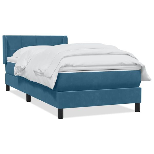 vidaXL Cama box spring con colch&oacute;n terciopelo azul oscuro 100x220 cm