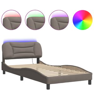 vidaXL Estructura de cama con LED sin colch&oacute;n Hvar tela gris taupe 100x200 cm
