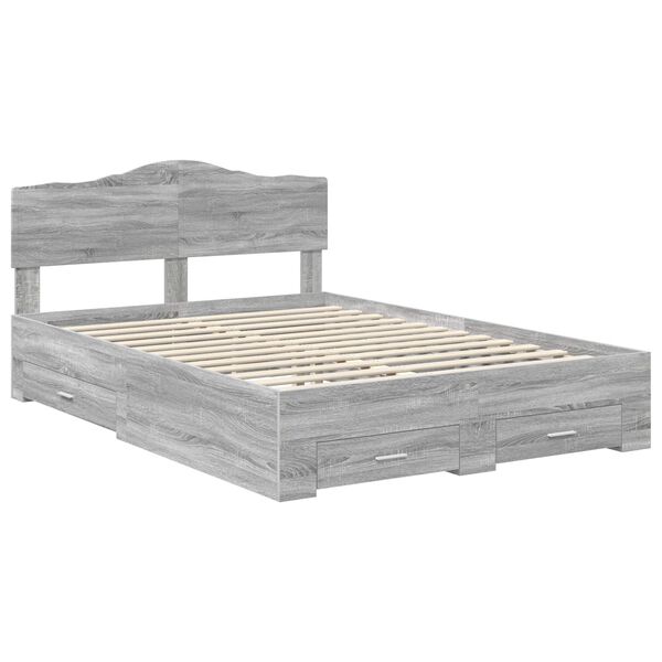 vidaXL Estructura de cama con cabecera Gris Sonoma 140 x 200 cm