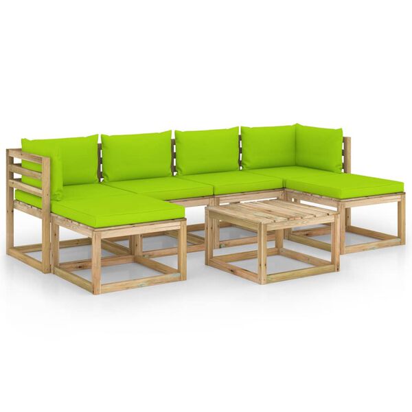 vidaXL Set de muebles de jard&iacute;n 7 piezas con cojines madera impregnada