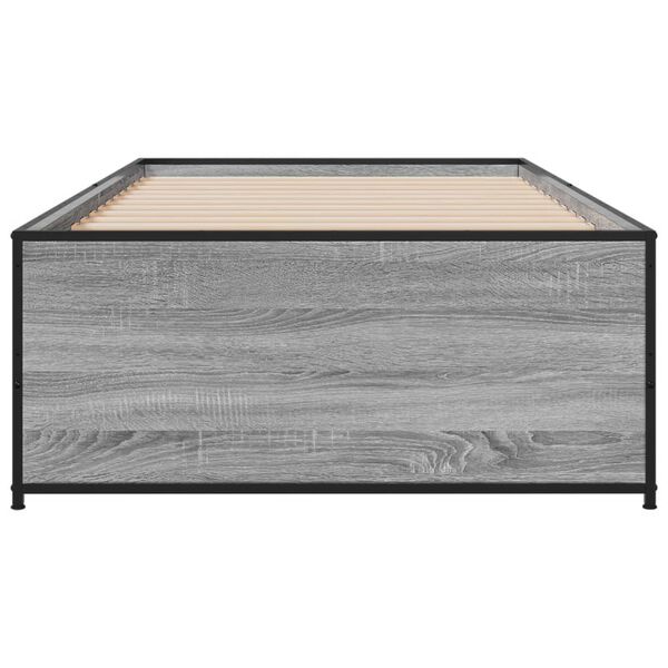 vidaXL Estructura cama madera ingenier&iacute;a metal gris Sonoma 90x190 cm