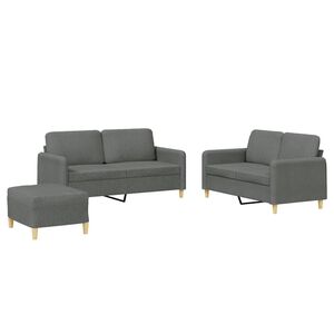 vidaXL Juego de sof&aacute;s con cojines 3 piezas tela gris oscuro