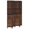 vidaXL Biombo separador de 4 paneles madera paulownia marr&oacute;n oscuro
