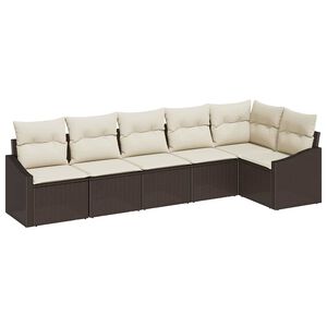 vidaXL Conjunto de sof&aacute;s de jard&iacute;n 6 pcs Marr&oacute;n y rat&aacute;n sint&eacute;tico