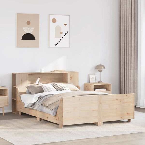 vidaXL Estructura de cama sin colchón madera maciza de pino 135x190 cm