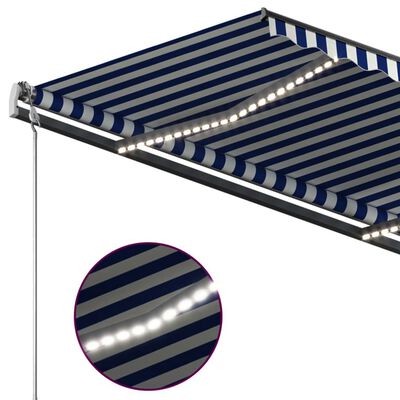 vidaXL Toldo manual retráctil con LED azul y blanco 4,5x3 m