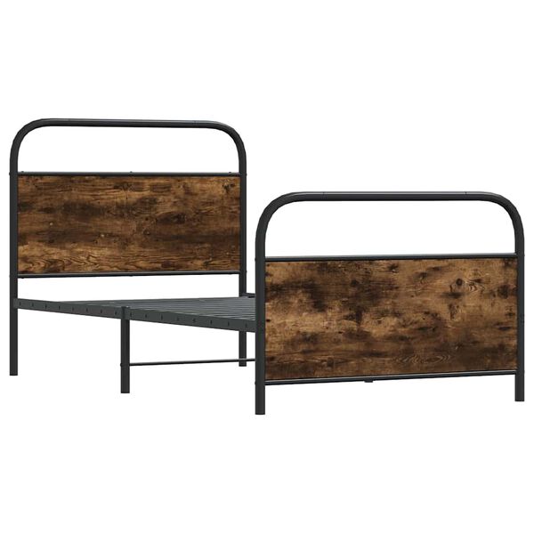 vidaXL Estructura cama sin colch&oacute;n 107x203 cm madera roble ahumado